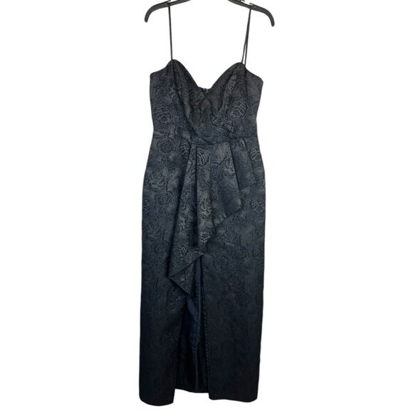 Love by Theia Sweetheart Neckline ruffle front Gown dress black - 16 - Picture 3 of 12